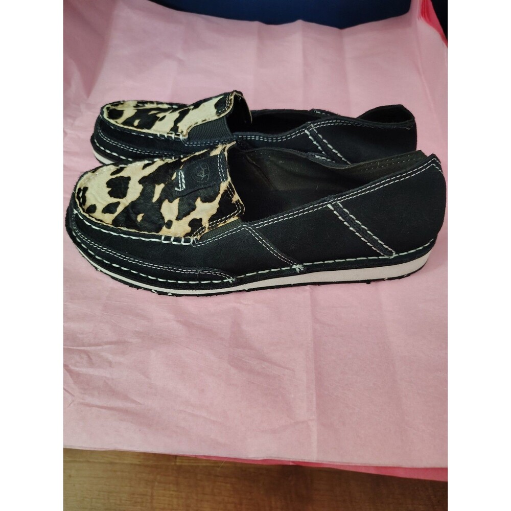 Ariat Cruiser Suede Black & White Hair On Shoes Womens Size 9